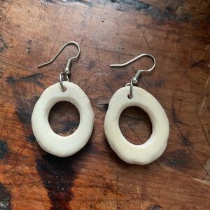 antler carved earrings Handmade